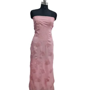 Pink Floral Sequins Embroidery Organza Kurti