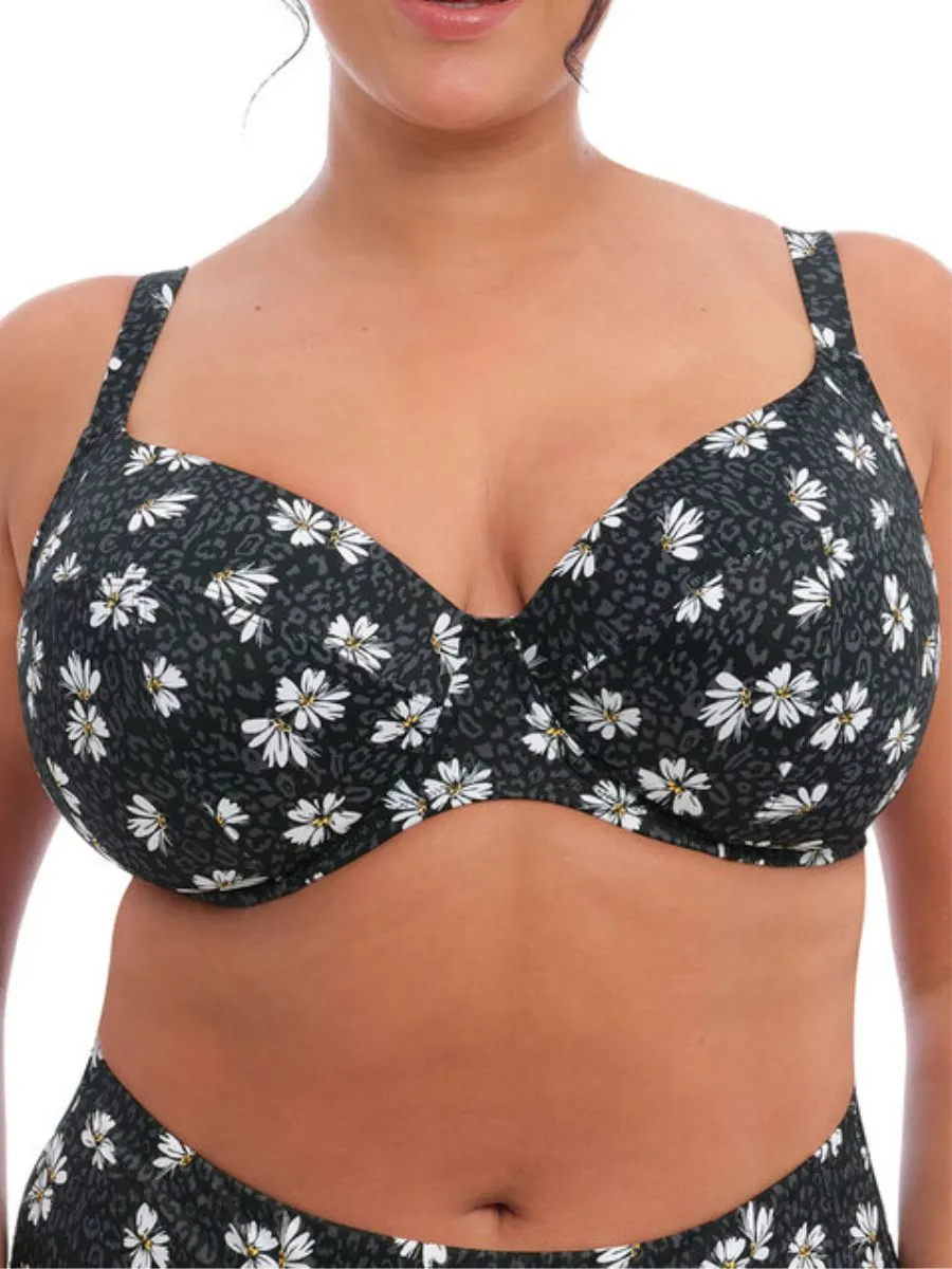 Plain Sailing Plunge Bikini Top - Black Daisy