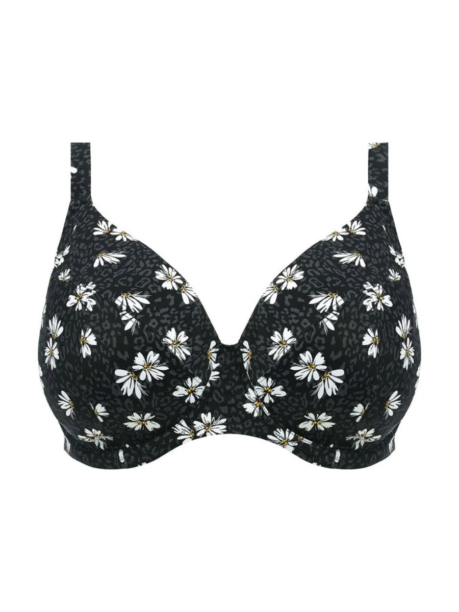 Plain Sailing Plunge Bikini Top - Black Daisy