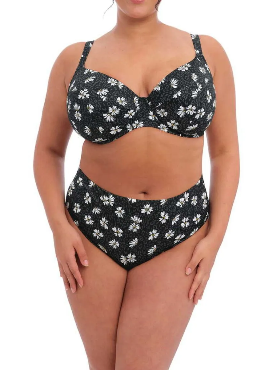 Plain Sailing Plunge Bikini Top - Black Daisy