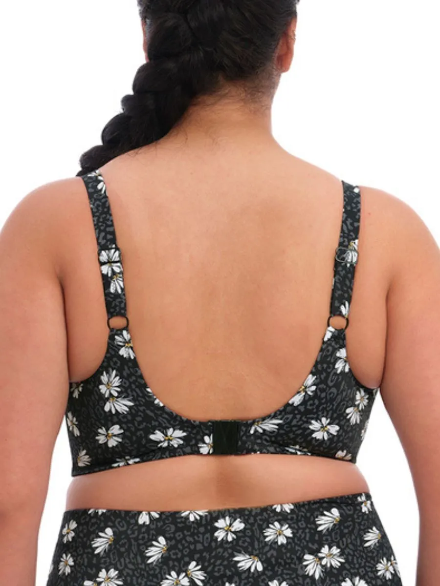 Plain Sailing Plunge Bikini Top - Black Daisy