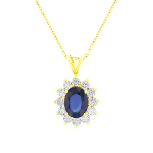 Princess Sapphire and Diamond Necklace