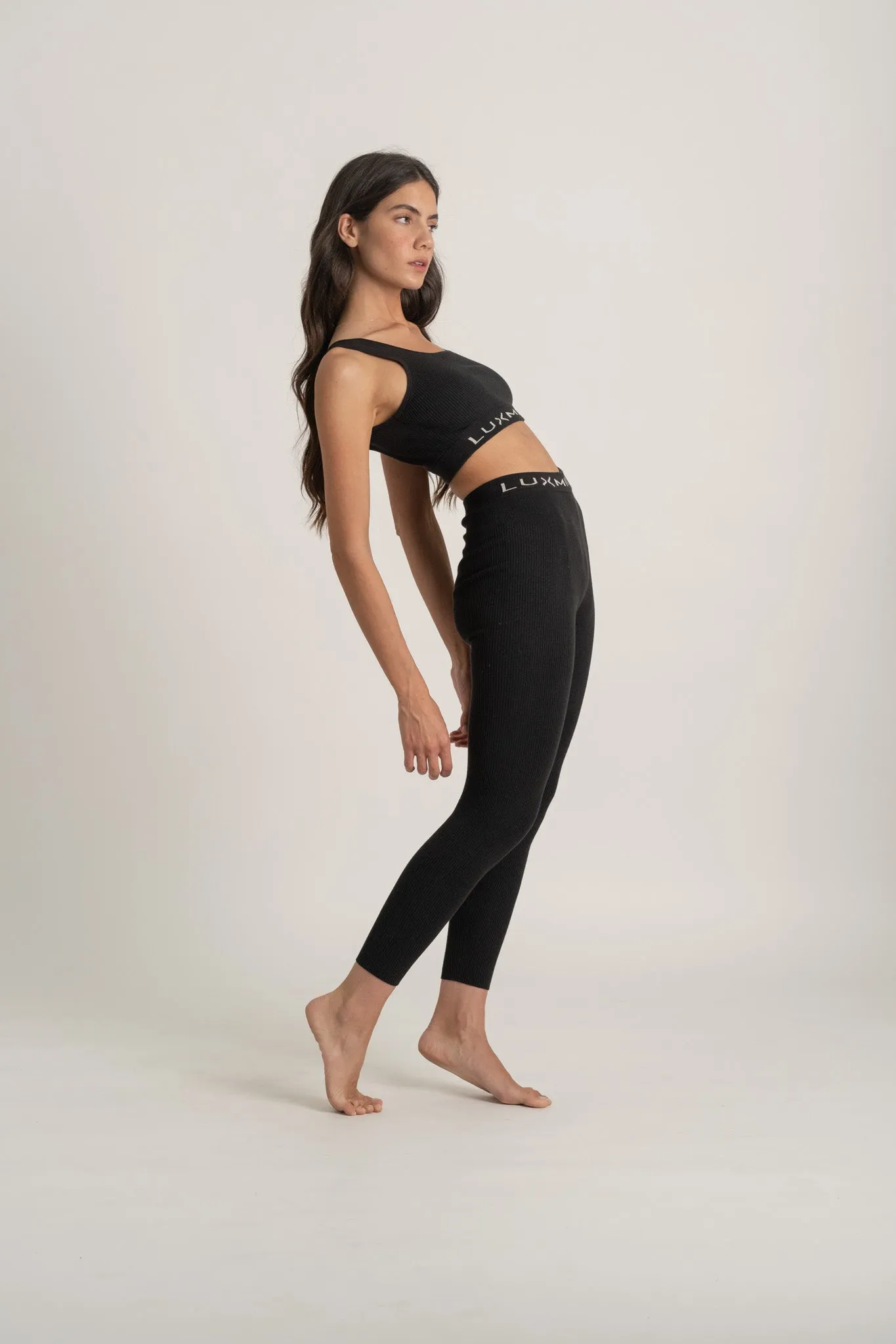 Ribbed Linen Mouvement Legging in Black