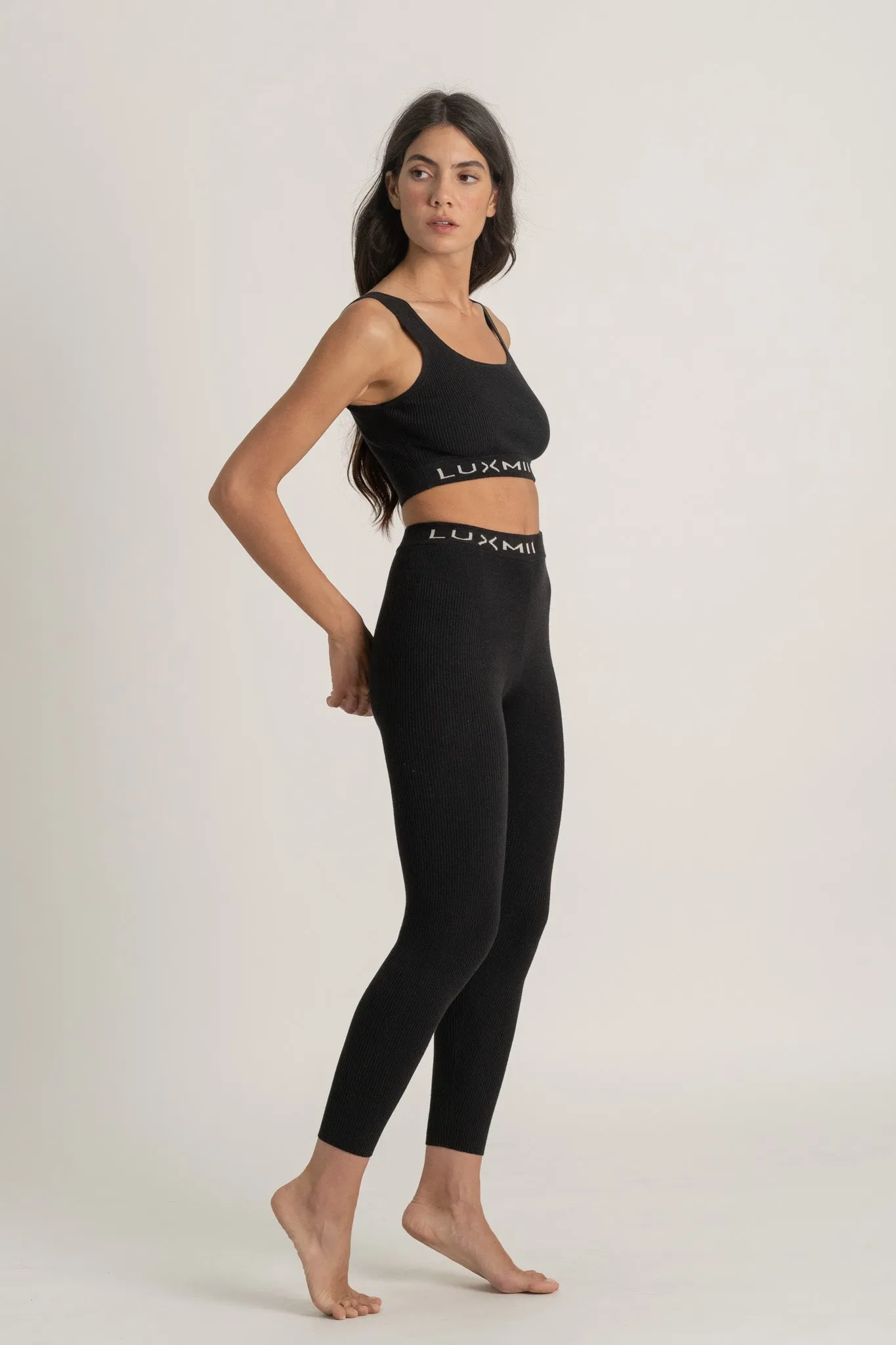 Ribbed Linen Mouvement Legging in Black