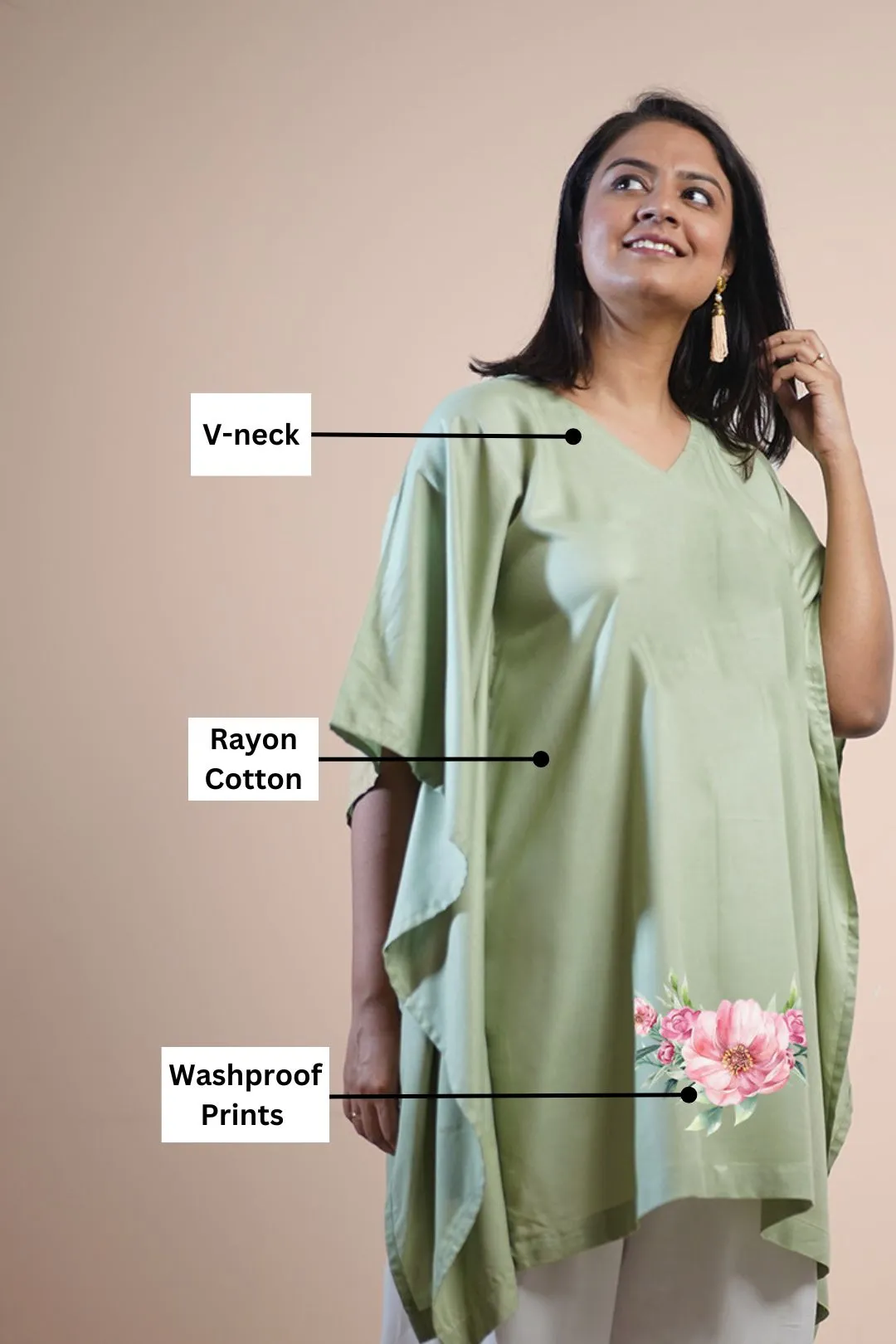 SageGreen Rayon KaftanKurta - SageSaga