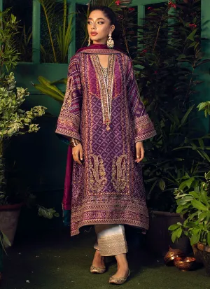 Setareh Purple Chunri Kurta With Pure Silk Ombre Dupatta