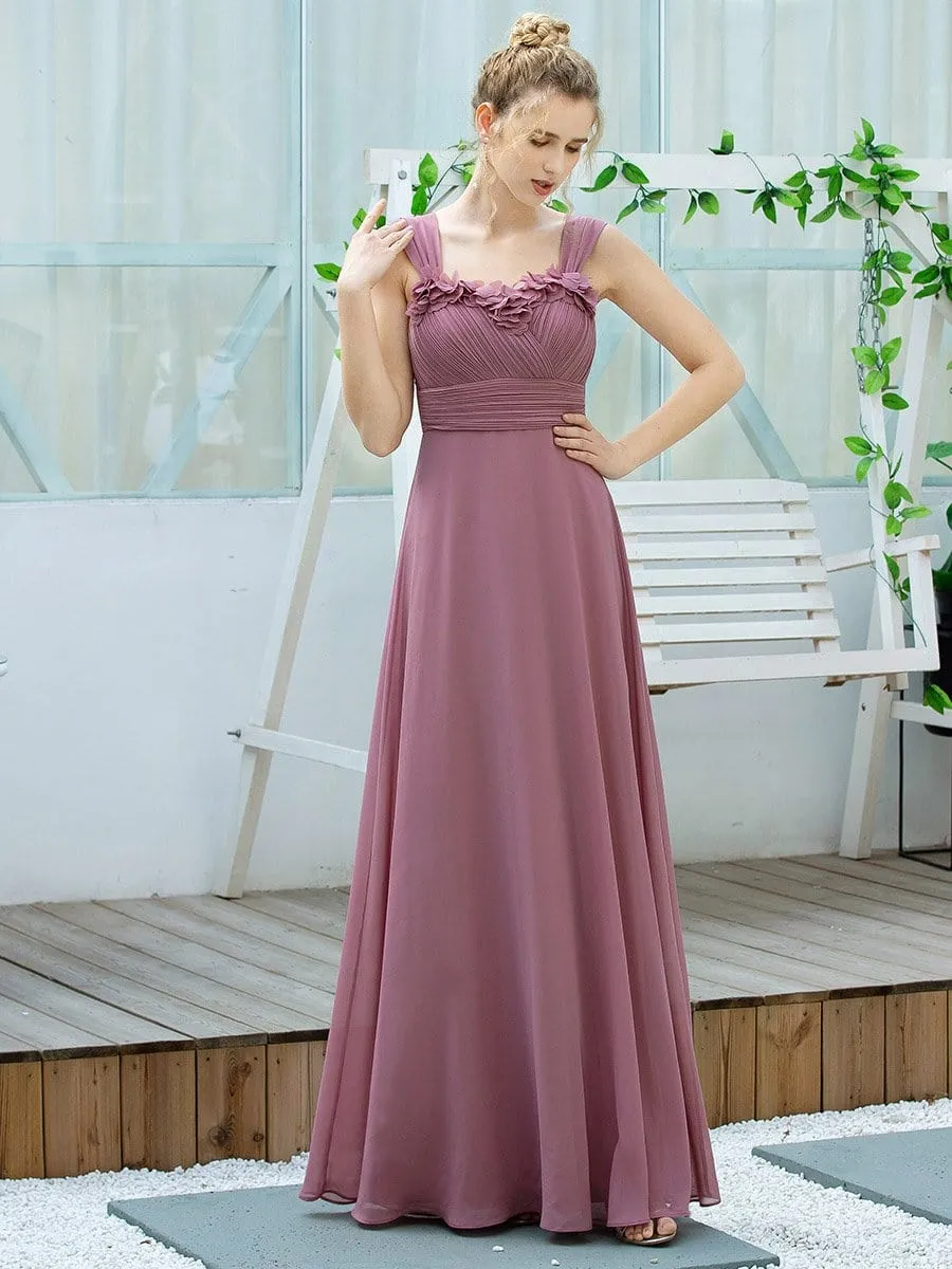 Simple A-line Long Ruched Chiffon Bridesmaid Dresses