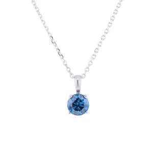 Sky Blue Diamond Solitaire Necklace 1/2ct