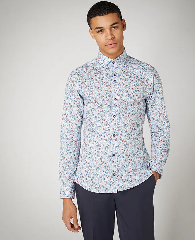 Slim Fit Print Cotton Stretch Shirt