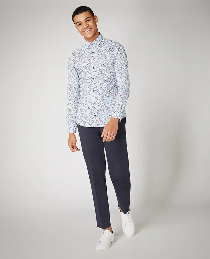 Slim Fit Print Cotton Stretch Shirt