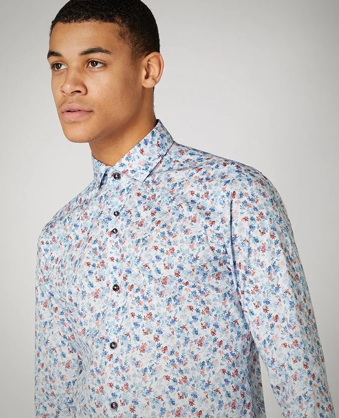 Slim Fit Print Cotton Stretch Shirt