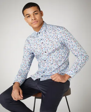 Slim Fit Print Cotton Stretch Shirt