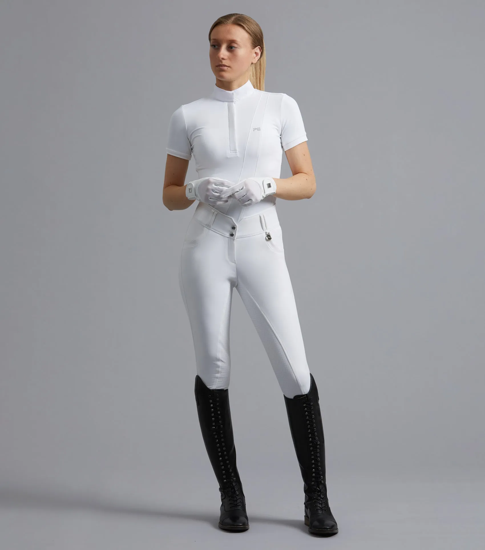 Sophia Ladies Full Seat High Waist Competition Riding Breeches White