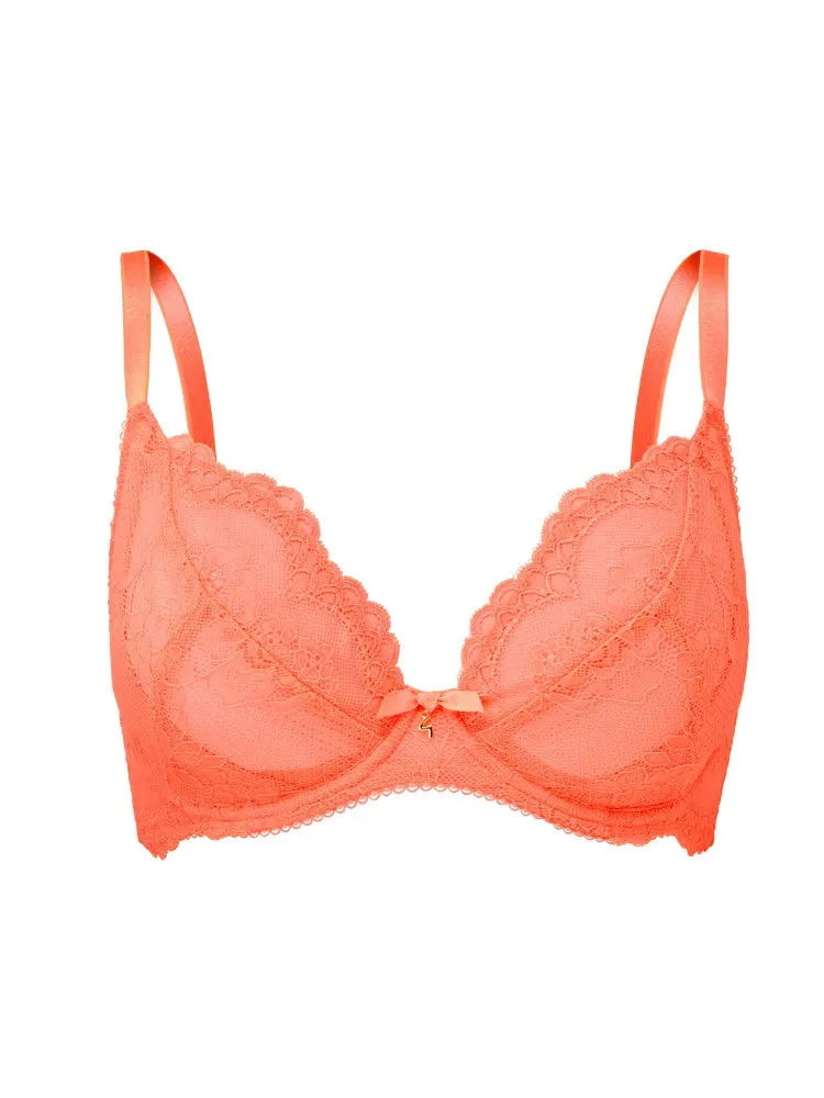 Superboost Lace Plunge Bra - Neon Coral