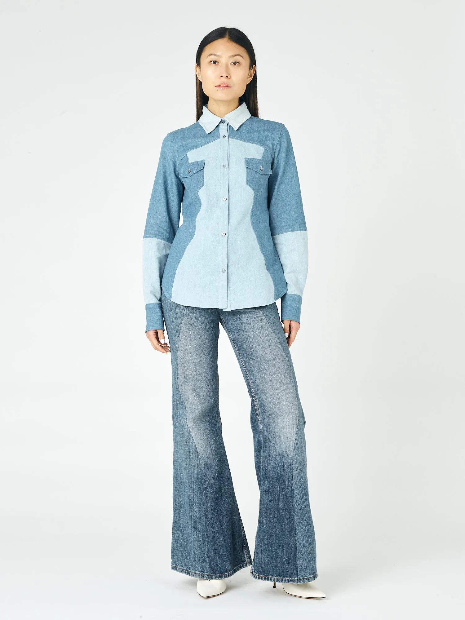 The Elly Shirt Denim Patchwork Blue