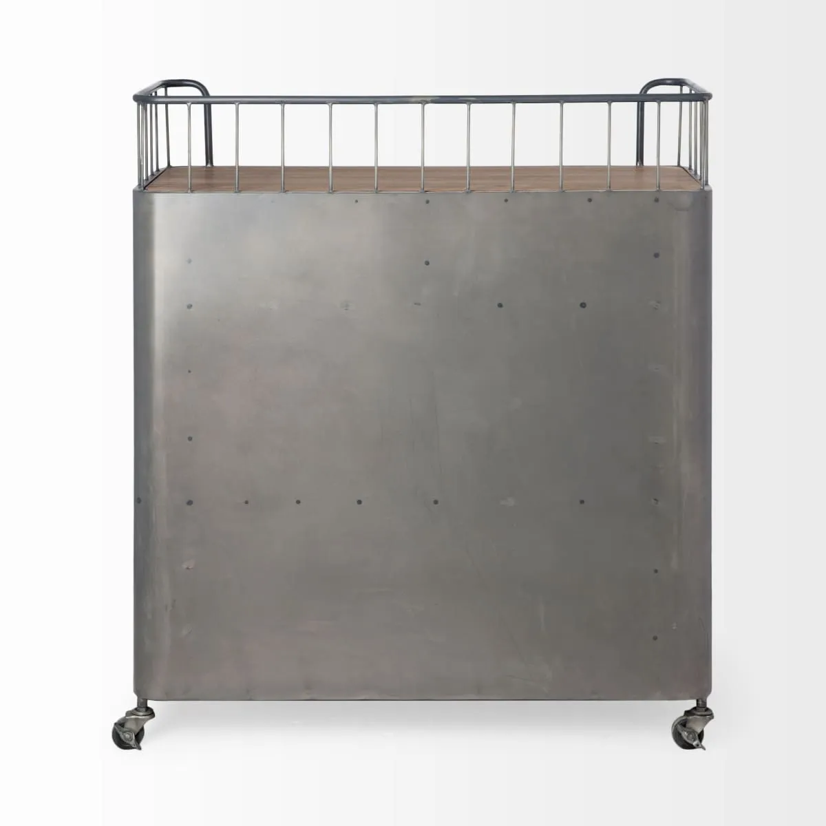 Udo Bar Cart Gray Metal | Brown Wood