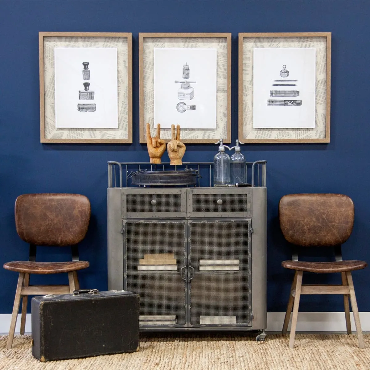 Udo Bar Cart Gray Metal | Brown Wood