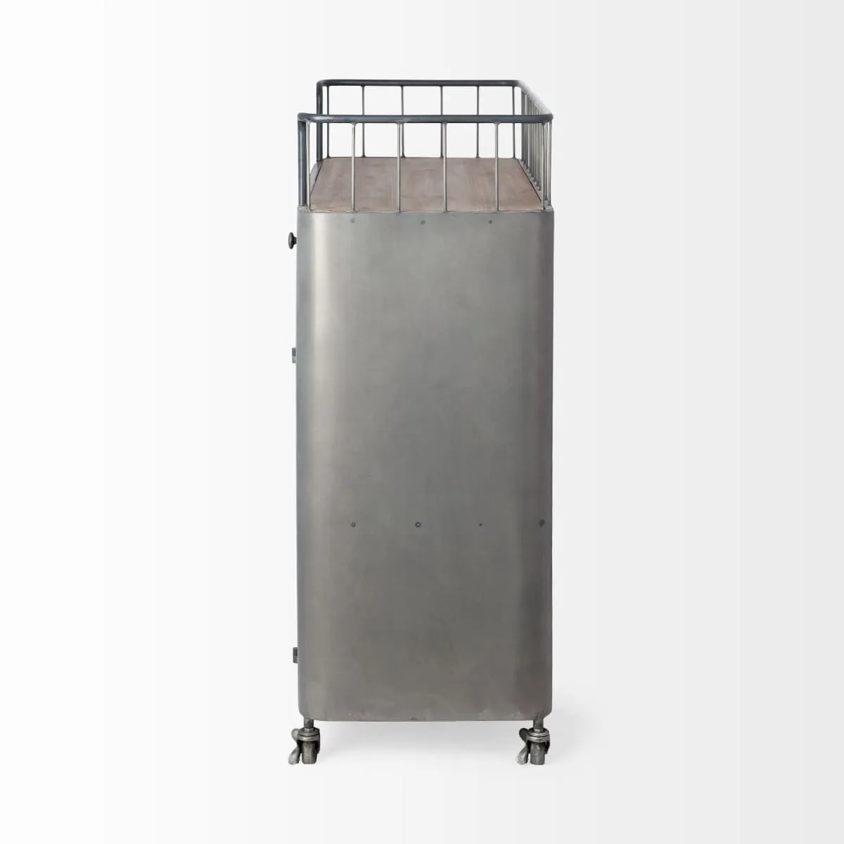 Udo Bar Cart Gray Metal | Brown Wood