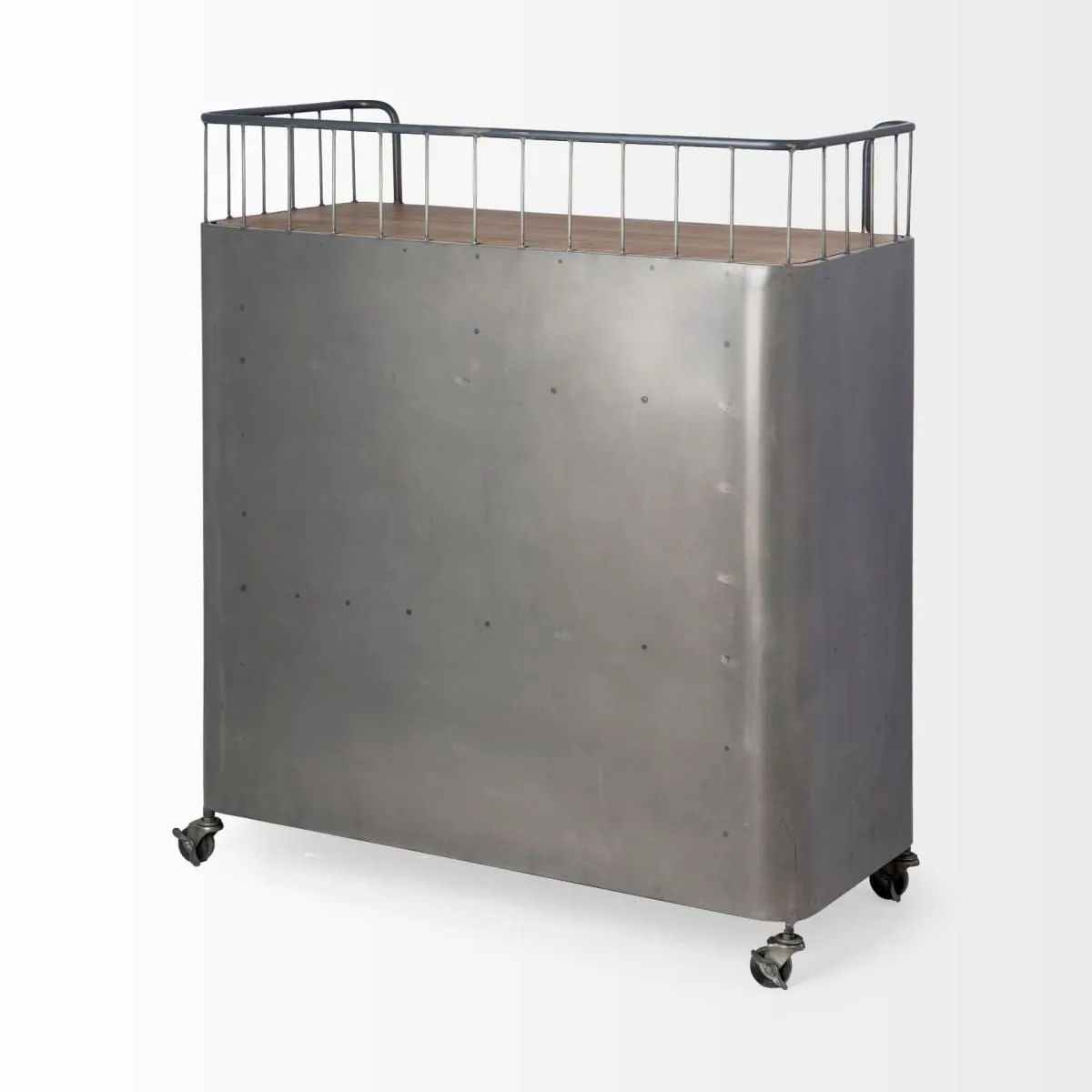 Udo Bar Cart Gray Metal | Brown Wood