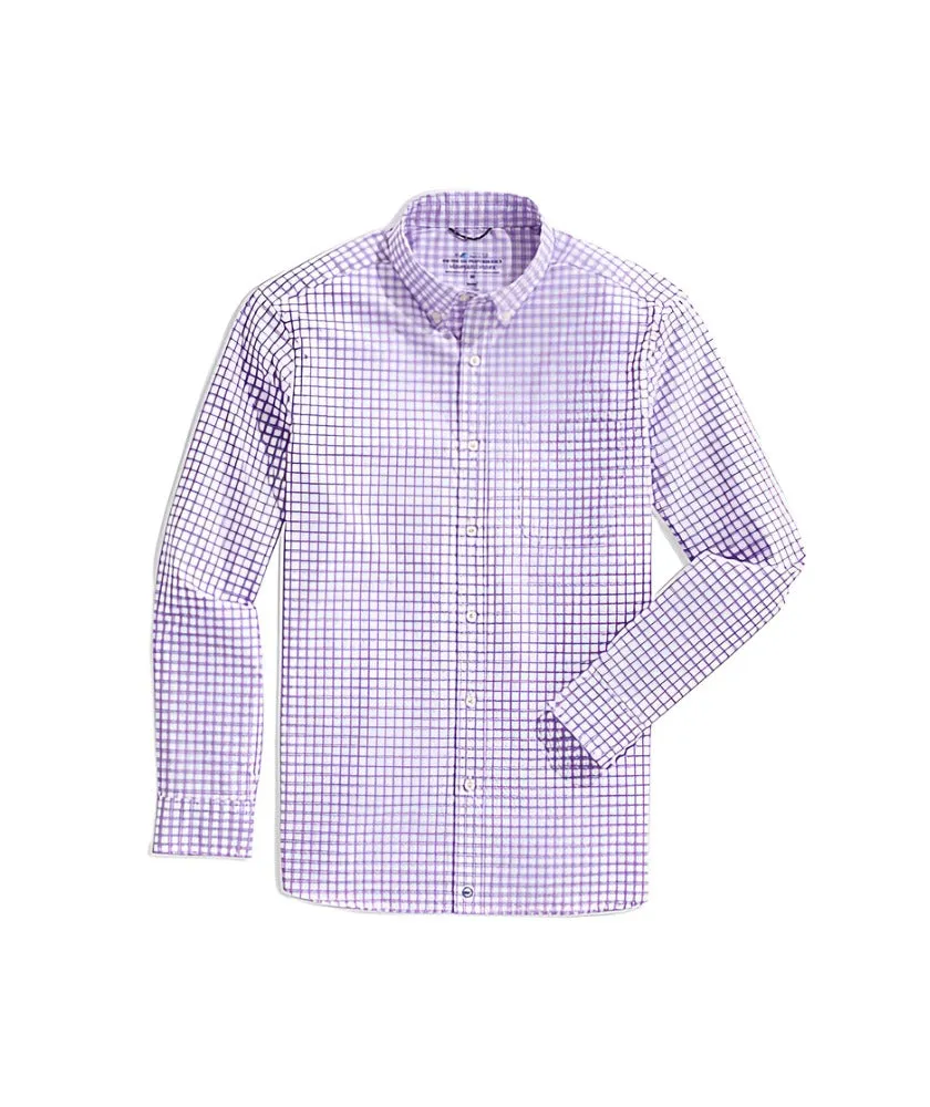 Vineyard Vines Mens On-The-Go brrrº Gingham Button Down Long Sleeve Shirt