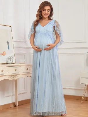 Vintage Fitted Floor-Length Tulle Maternity Dress