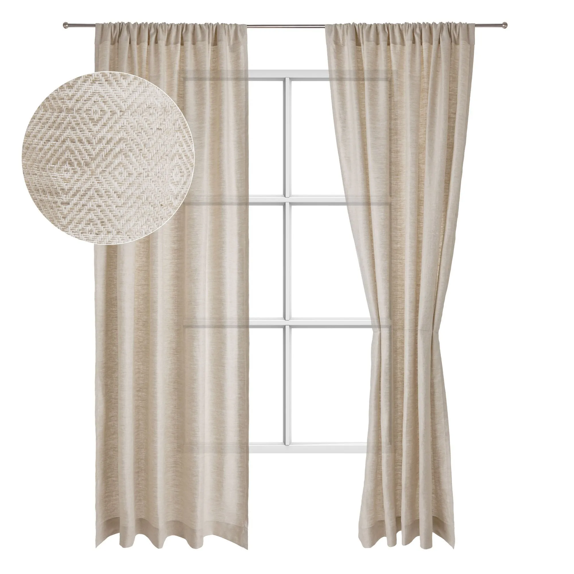 Zarasai Linen Curtain [Natural/White]